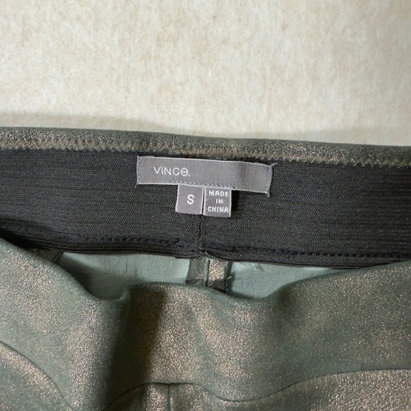 Vince Women’s Elastic Waistband Metallic Suede Ankle Leggings Green Size Small - Picture 14 of 14